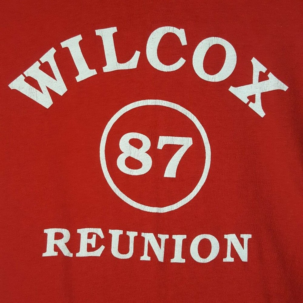 Vtg 80s Wilcox 87 Reunion T-Shirt M Red California